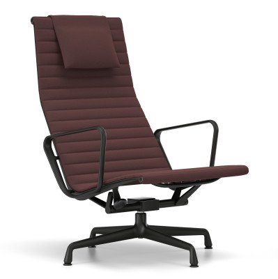 Fotel Aluminium EA 124 tkanina Track Dark Red - podstawa czarna Vitra