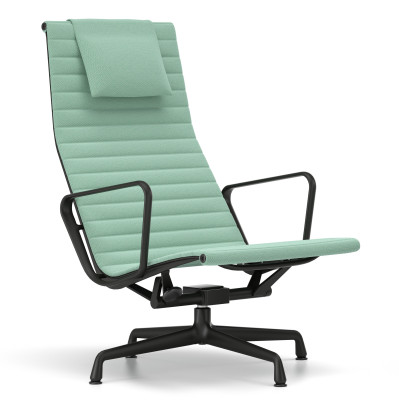 Fotel Aluminium EA 124 tkanina Track Mint-Cream - podstawa czarna Vitra