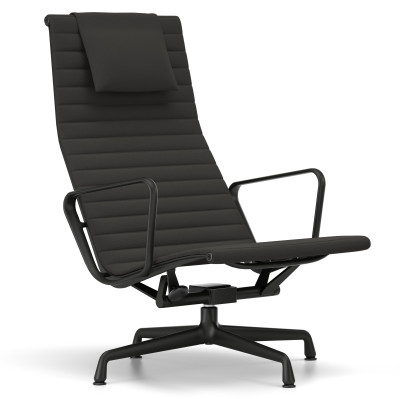 Fotel Aluminium EA 124 tkanina Track Nero - podstawa czarna Vitra