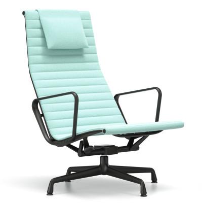 Fotel Aluminium EA 124 tkanina Hopsak Mint Ivory - podstawa czarna Vitra