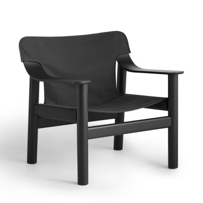 Bernard Black Oak armchair - Canvas fabric HAY