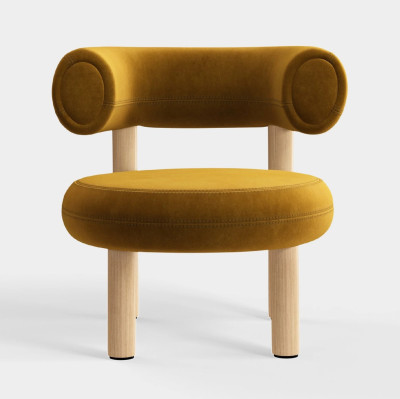 Fotel Fat Natural Wood - Gold Velvet Tom Dixon