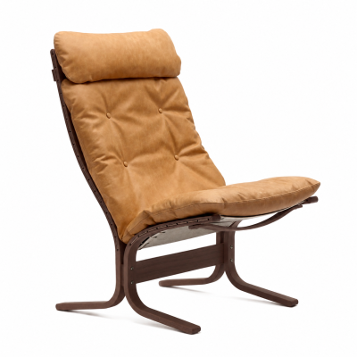 Siesta Classic Hochsessel – braunes Leder, geräucherte Eiche LK Hjelle