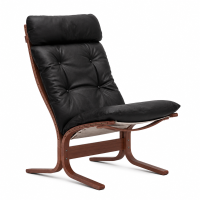 Siesta Classic Hochsessel – Schwarzes Leder, Räuchereiche LK Hjelle