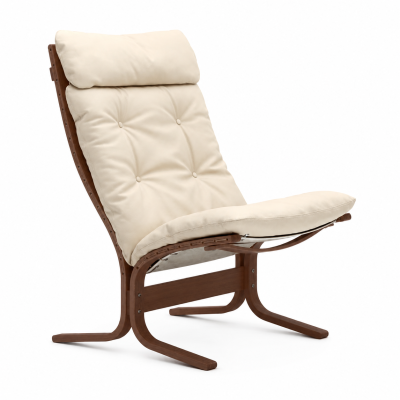 Siesta Classic Hochsessel – Cremefarbenes Leder, geräucherte Eiche LK Hjelle