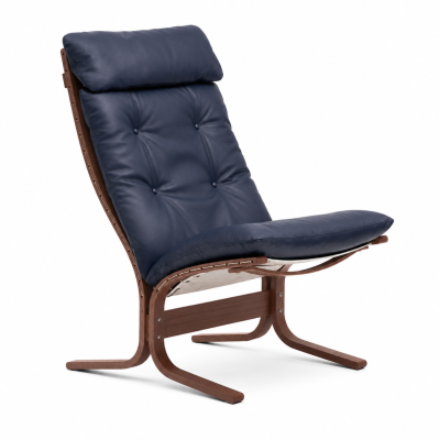 Siesta Classic Hochsessel – Blaues Leder, Räuchereiche LK Hjelle