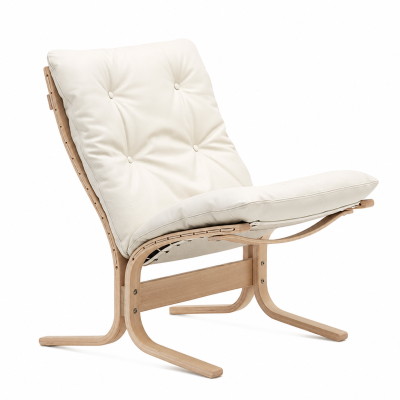 Křeslo Siesta Classic Low – bílá kůže, přírodní dub LK Hjelle