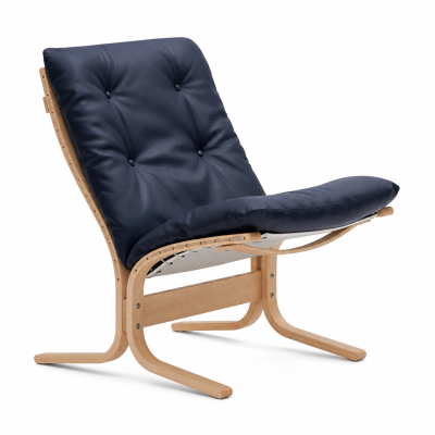 Křeslo Siesta Classic Low – modrá kůže, přírodní dub LK Hjelle