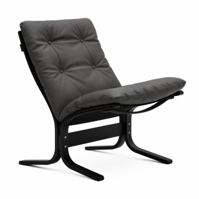 Křeslo Siesta Classic Low – šedá kůže, černý dub LK Hjelle