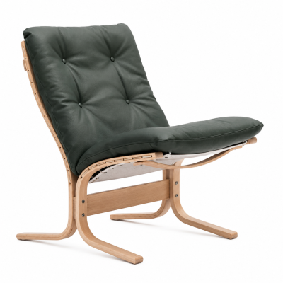 Křeslo Siesta Classic Low – zelená kůže, přírodní dub LK Hjelle