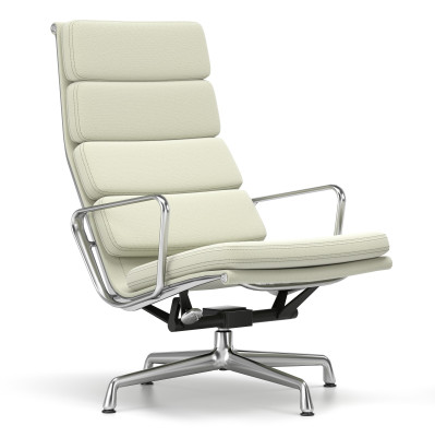 Fotel Soft Pad Chair EA 222 Tkanina Track Soft Cream - podstawa aluminiowa Vitra