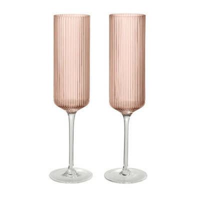 Kieliszki do szampana Ripple Flutes 2 szt. różowe Ferm Living