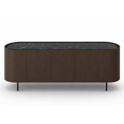 Komoda Lake 225 Cm Orzech - Blat Ceramiczny Czarny Calligaris
