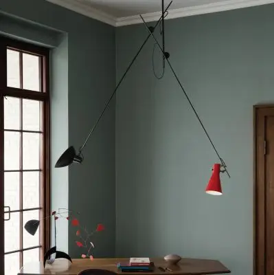 Lampa VV Cinquanta mosiężna rama-czarny i biały klosz Astep