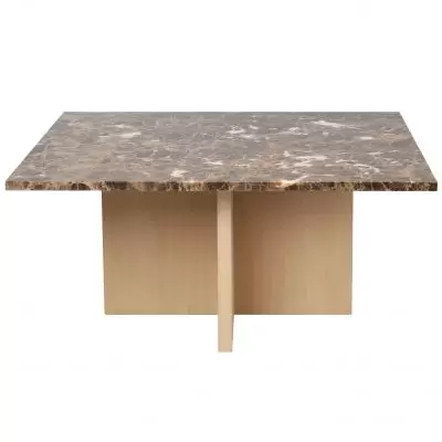 Stolik kawowy Moss brązowy marmur-drewno bielone