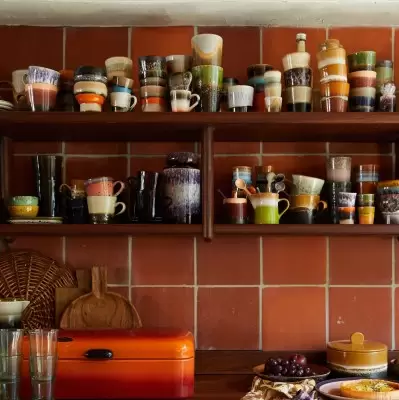 Zestaw 4 ceramicznych kubków do cappuccino 70s solid HKliving