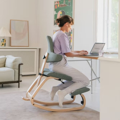 Ergonomic chair Thatsit petrol, natural wood Varier