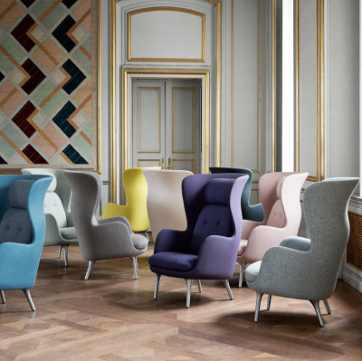 Fotel RO JH2 tkanina Christianshavn dark grey + Christianshavn beige Fritz Hansen
