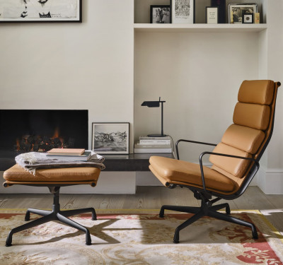 Fotel Soft Pad Chair EA 222 tkanina Laser Warm Gray - podstawa aluminiowa Vitra