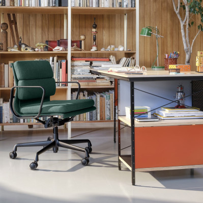 Krzesło biurowe Soft Pad EA 217 Tkanina Track Blue - podstawa czarna Vitra