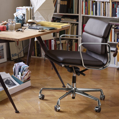 Krzesło biurowe Soft Pad EA 217 Tkanina Track Pink/Mustard - podstawa czarna Vitra