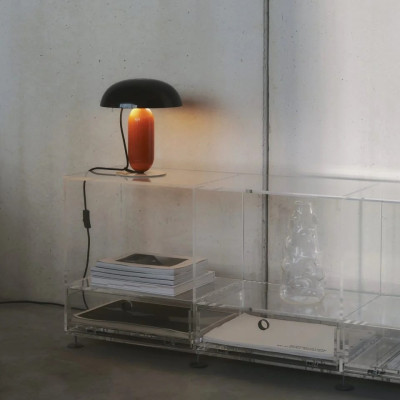 Lampa stołowa Gambosa M czarno-pomarańczowa Marset