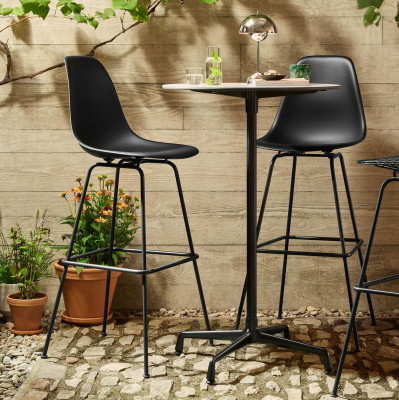 Krzesło barowe Eames Plastic RE High jasnoszare - czarna podstawa Vitra