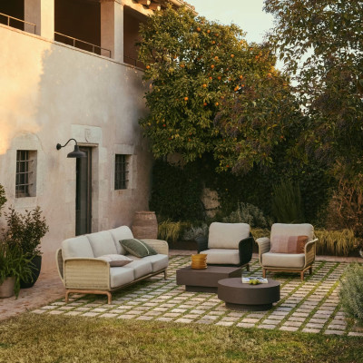 Sofa ogrodowa Alipa 3-osobowa ecru kave home