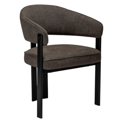 Krzesło Nova z podłokietnikiem tkanina bouclé Major brown - czarne nogi