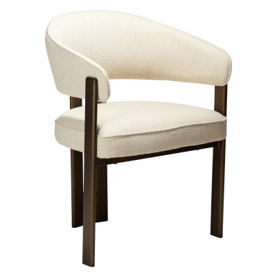 Krzesło Nova z podłokietnikiem tkanina bouclé Simply beige - brązowe nogi