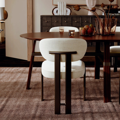 Krzesło Nova tkanina bouclé Simply beige - brązowe nogi