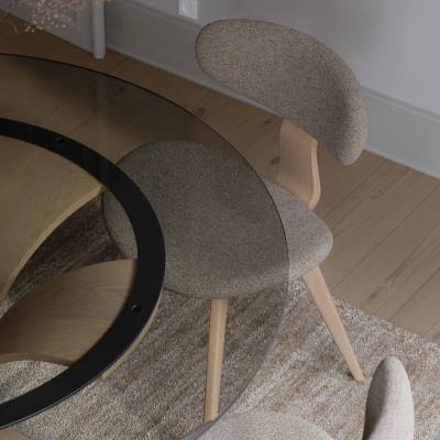 Krzesło Comforta tkanina bouclé Pebble earth - nogi dąb bielony