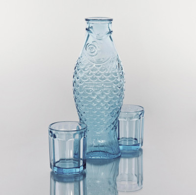 Fisch & Fischglas 4 Stk. blau Serax