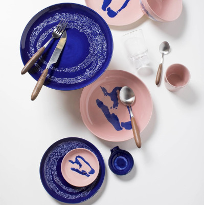 Talerz głęboki Feast jasnoniebieski z zielonym zdobieniem Serax