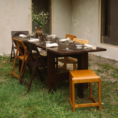 Flat folding chair dark brown Frama