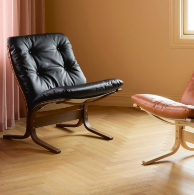 Křeslo Siesta Classic Low – černá kůže, černý dub LK Hjelle