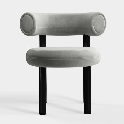 Krzesło Fat Black Steel - Silver Velvet Tom Dixon