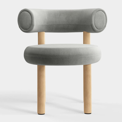 Krzesło Fat Natural Wood - Silver Velvet Tom Dixon