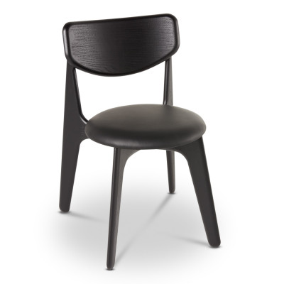 Krzesło Slab czarne, skórzane siedzisko Tom Dixon
