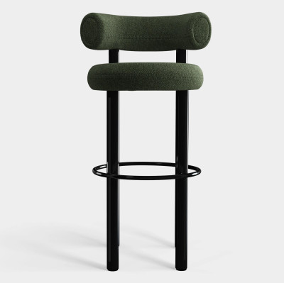 Krzesło barowe Fat Black Steel - Forest Boucle Tom Dixon