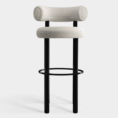 Krzesło barowe Fat Black Steel - Ivory Boucle Tom Dixon