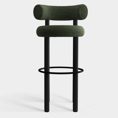 Krzesło barowe Fat Black Wood - Forest Boucle Tom Dixon