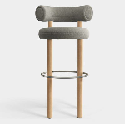 Krzesło barowe Fat Natural Wood - Clay Boucle Tom Dixon