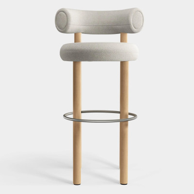 Krzesło barowe Fat Natural Wood - Ivory Boucle Tom Dixon