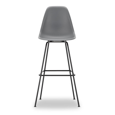 Krzesło barowe Eames Plastic RE High ciemnoszare - czarna podstawa Vitra