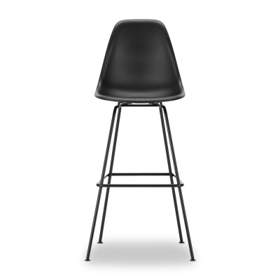 Krzesło barowe Eames Plastic RE High czarne - czarna podstawa Vitra
