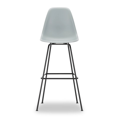 Krzesło barowe Eames Plastic RE High jasnoszare - czarna podstawa Vitra