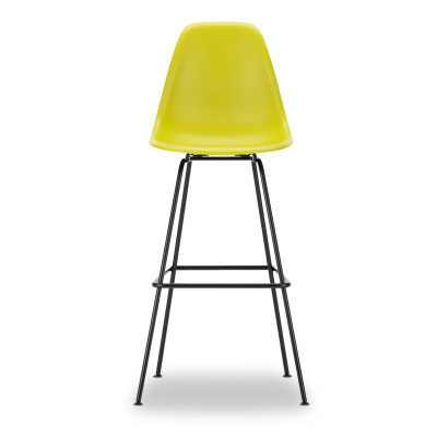 Krzesło barowe Eames Plastic RE High musztardowe - czarna podstawa Vitra