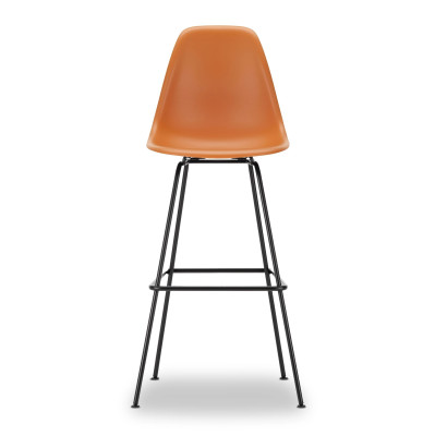 Krzesło Barowe Eames Plastic Re High Pomarańczowe - Czarna Podstawa Vitra