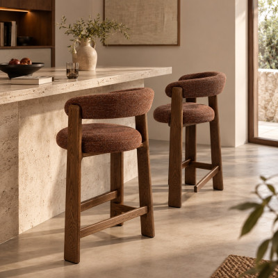 Krzesło barowe Granite brązowe - orzech jesionowy kave home